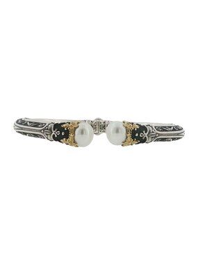 Konstantino 925 Sterling Silver 18K Gold Nemesis Cultured Pearl Bangle 7"